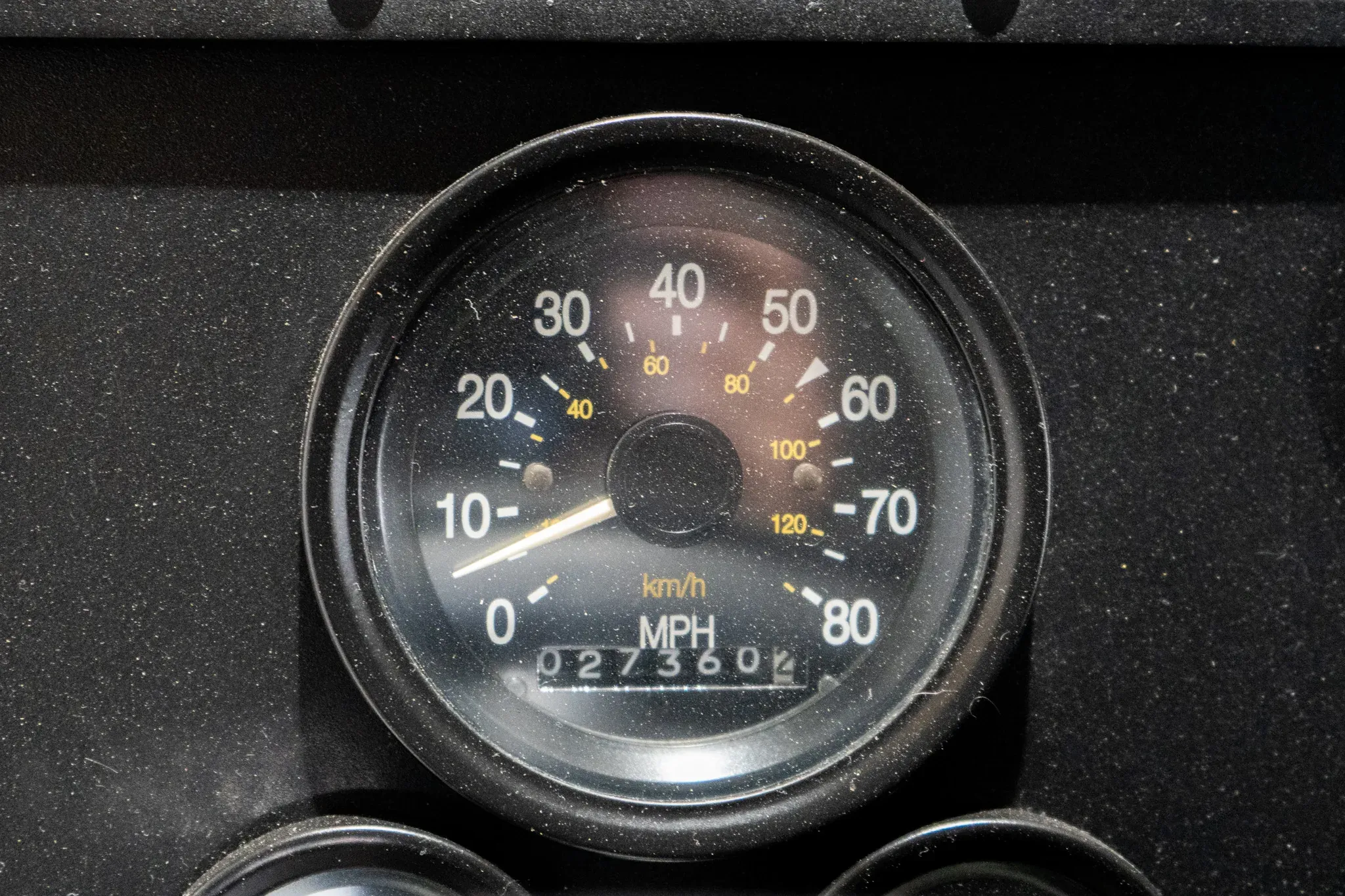 The Acela Monterra 6x6 instrument cluster, odometer reading about 27,360 miles